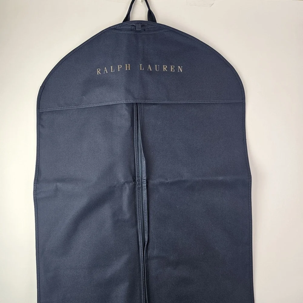 Ralph Lauren Long Navy Blue Travel Storage Garment Bag Gold Letters Quiet Luxury